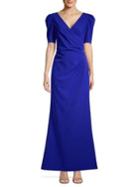 Adrianna Papell Pleated Faux Wrap Gown