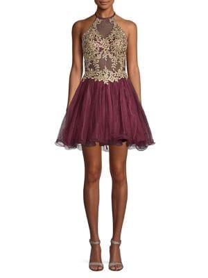 Blondie Nites Embellished Fit-&-flare Dress