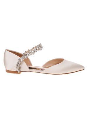 Badgley Mischka Erin Embellished Satin D'orsay Flats