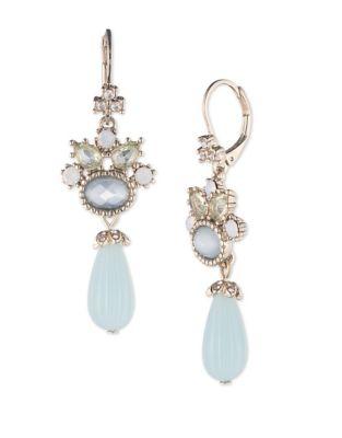 Marchesa Blue Crystal And Goldtone Drop Earrings