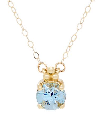 Lord & Taylor Aqua & 14k Yellow Gold Pendant Necklace