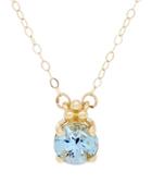 Lord & Taylor Aqua & 14k Yellow Gold Pendant Necklace