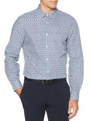 Perry Ellis Slim-fit Floral Long-sleeve Button-down Shirt