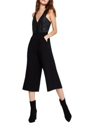 Bcbgeneration Faux Leather Overlay Cropped Jumpsuit