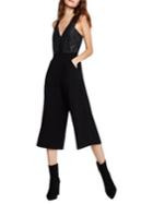Bcbgeneration Faux Leather Overlay Cropped Jumpsuit