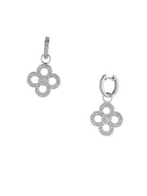 Morris & David 14k White Gold & Diamond Clover Drop Earrings - 1 Tcw