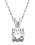 Lord & Taylor Sterling Silver And Cubic Zirconia Drop Pendant Necklace