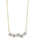 Effy 14k Yellow Gold, Diamond And 3mm White Pearl Bar Necklace