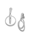 Anne Klein Crystal Pave Double Ring Faceted Drop Earrings