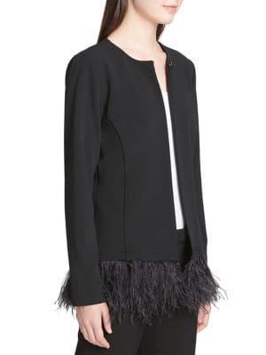 Calvin Klein Feather-trimmed Long-sleeve Jacket