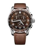 Victorinox Swiss Army Mens Classic Xls Stainless Steel And Leather Chronograph Watch
