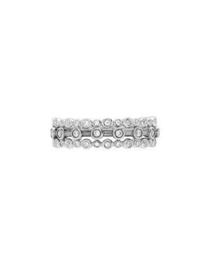 Lord & Taylor Diamond And Sterling Silver Three-row Band Ring