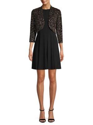 Eliza J 2-piece Pleated Mini Dress & Printed Jacket Set