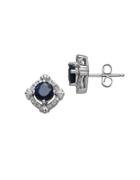 Lord & Taylor 14kt. White Gold Sapphire And Diamond Earrings