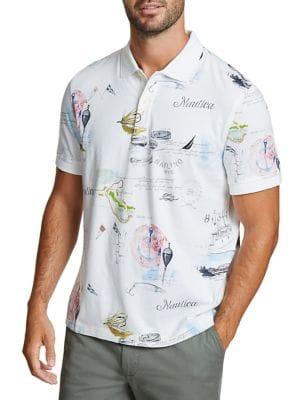 Nautica Classic-fit Artist Series Painted Map Cotton Polo