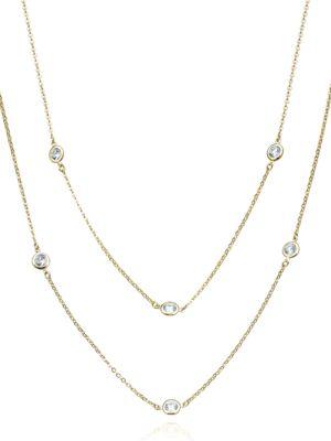 Crislu 18k Gold And Sterling Silver Cubic Zirconia Scatter Necklace