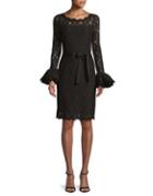 Nue By Shani Scalloped Lace Bell-sleeve Dress