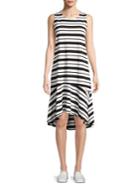 Lord & Taylor Stripe Wavy-hem A-line Dress