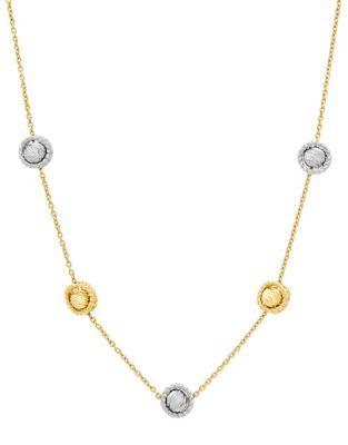 Lord & Taylor 14k Yellow Gold And White Gold Station Necklace