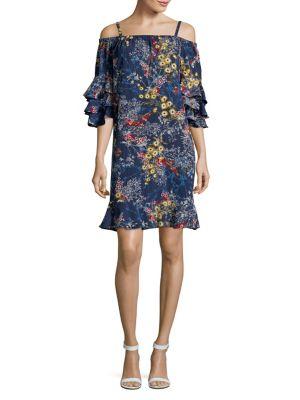 Gabby Skye Plus Off-the-shoulder Floral Ruffle Dress