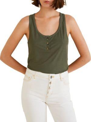 Mango Rib-knit Henley Tank