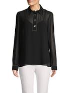 Michael Michael Kors Studded-trim Long-sleeve Top