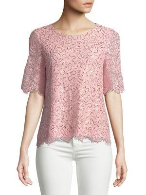 Imnyc Isaac Mizrahi Sequined Lace Blouse