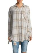 Free People Long-sleeve Plaid Button-down Shirt