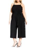 City Chic Plus Side-button Wide-leg Jumpsuit