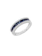 Lord & Taylor Blue Sapphire And Diamond, 14k White Gold Ring