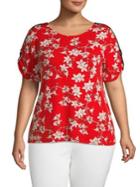 Calvin Klein Plus Floral Printed Short-sleeve Top
