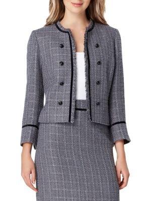 Tahari Arthur S. Levine Metallic Fringe Tweed Jacket