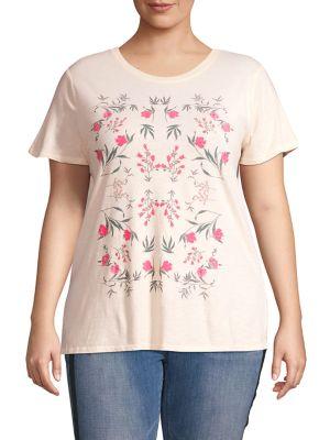 Lucky Brand Plus Botanical-print T-shirt
