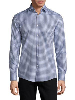 Hugo Kenno Grid Check Cotton Button-down Shirt