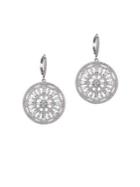 Nina E-addiena Silvertone Cz Medallion Earrings
