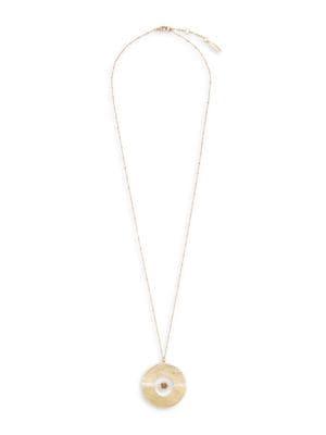 Sole Society Goldtone And Grey Onyx Long Pendant Necklace