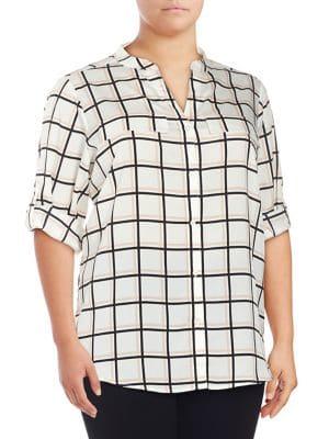 Calvin Klein Plus Gingham-print Button-down Shirt