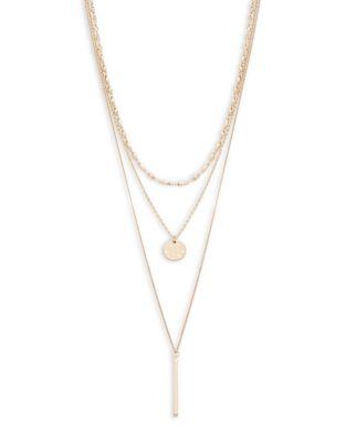 Design Lab Lord & Taylor Three-row Chain Pendant Necklace