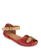 Gentle Souls Bessie Floral Leather Flat Sandals