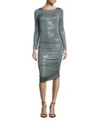 Vince Camuto Ruched Long Sleeved Sequin Bodycon Dress