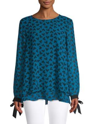 Anne Klein Geometric Tie-cuff Top