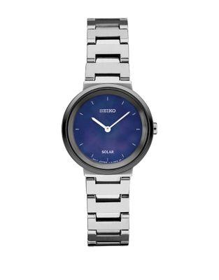 Seiko Stainless Steel Round Solar Bracelet Watch