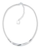 Anne Klein Cubic Zirconia Silvertone Twist Collar Necklace