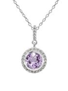Lord & Taylor Sterling Silver & Amethyst Pendant Necklace