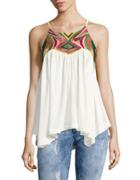 Free People Beach Date Embroidered Flyaway Tank