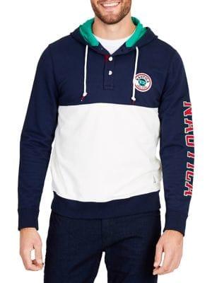 Nautica Fashion Blocked Logo Sleeve Hoodie