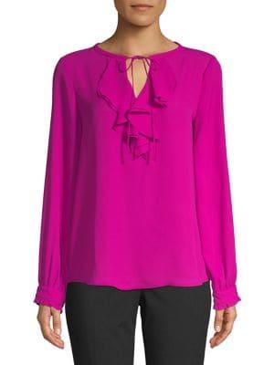 Karl Lagerfeld Paris Ruffle Long-sleeve Blouse
