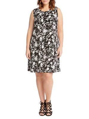 Karen Kane Plus Floral-print Sleeveless Dress