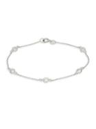 Lord & Taylor Sterling Silver & Crystal Chain Bracelet