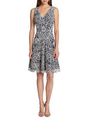 Tommy Hilfiger Large Daisy Knit Sheer Fit-and-flare Dress